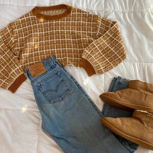 Brown Checkered Sweater